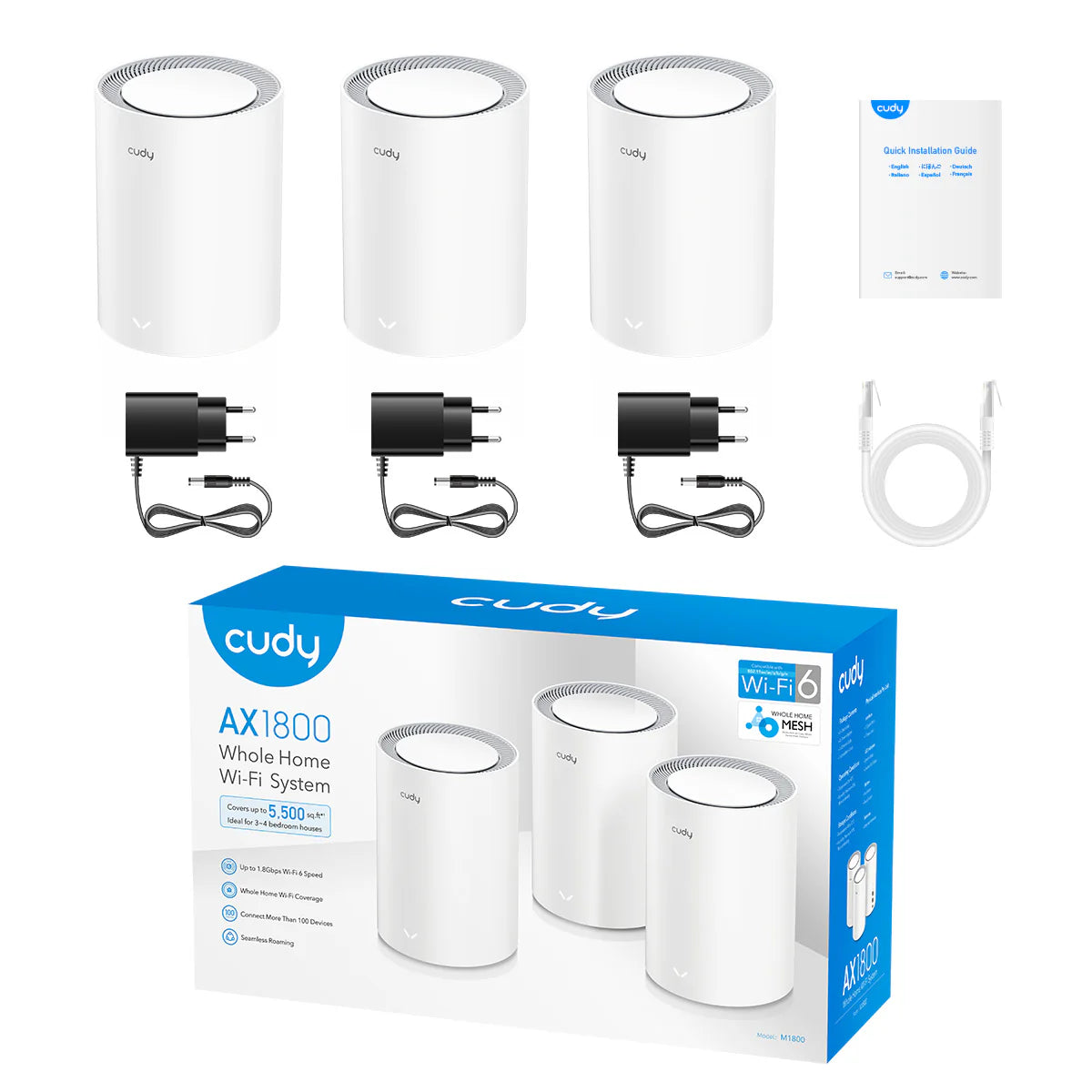 AX1800 Gigabit Mesh Wi-Fi 6 System 3-Pack | M1800