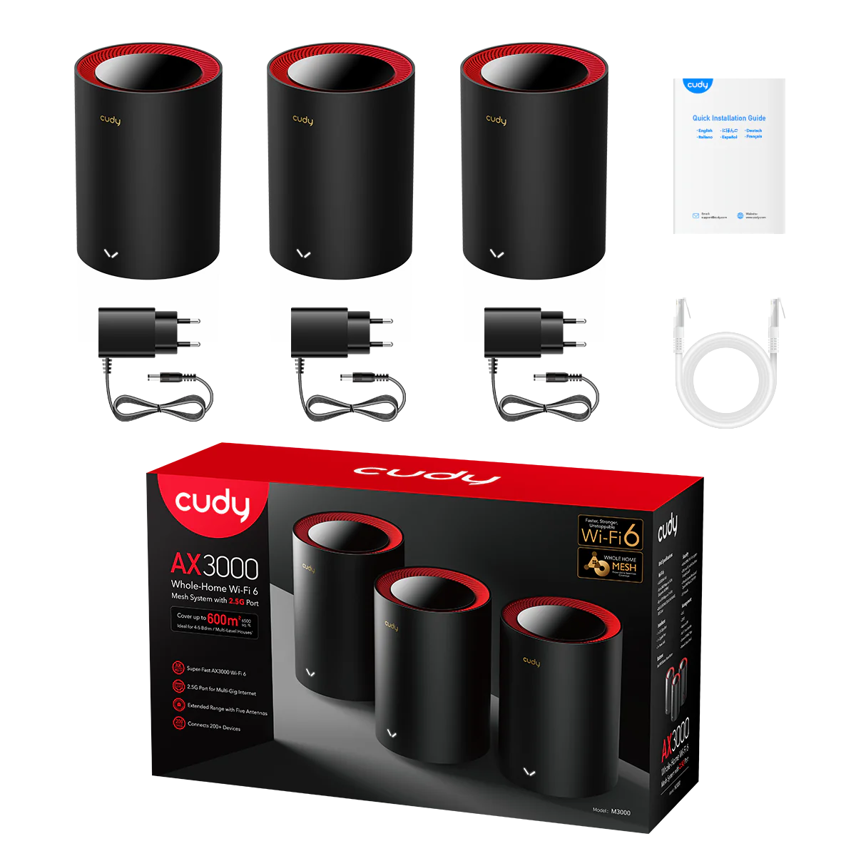 AX3000 2.5G Dual Band Wi-Fi 6 Mesh System 3-Pack | M3000