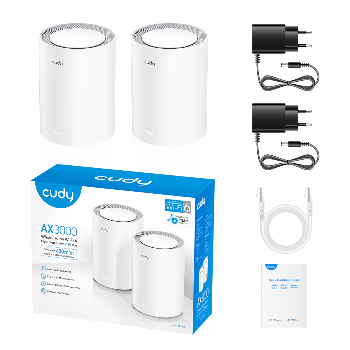 AX3000 2.5G Mesh Wi-Fi 6 System White 2-Pack | M3000