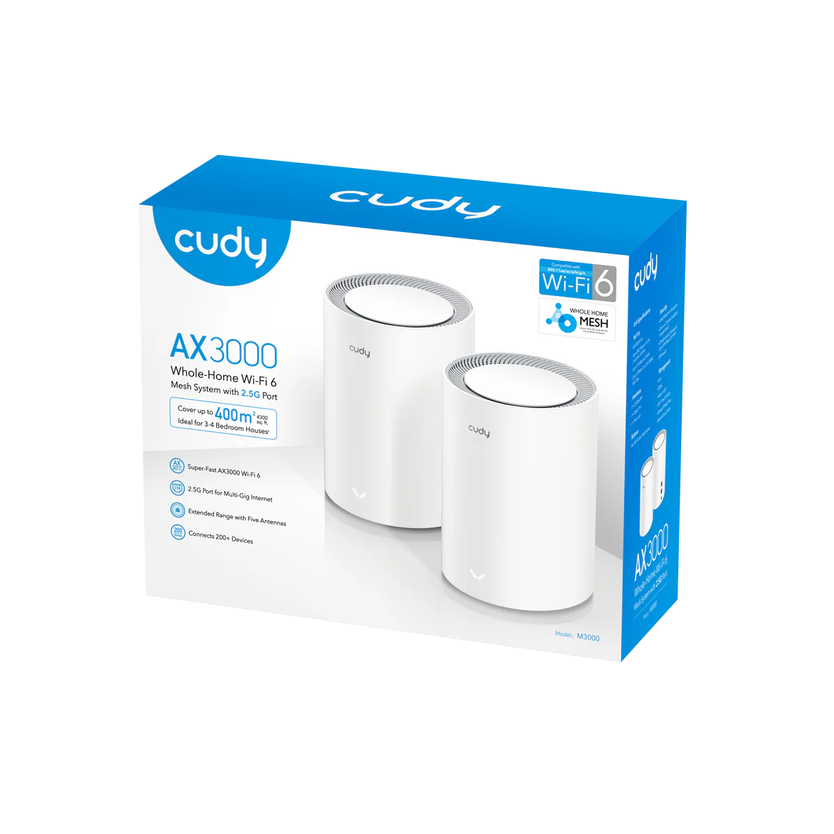 AX3000 2.5G Mesh Wi-Fi 6 System White 2-Pack | M3000
