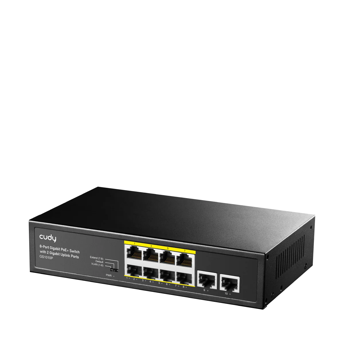 8-Port Gigabit PoE + Switch with 2 Gigabit Uplink Ports | GS1010P