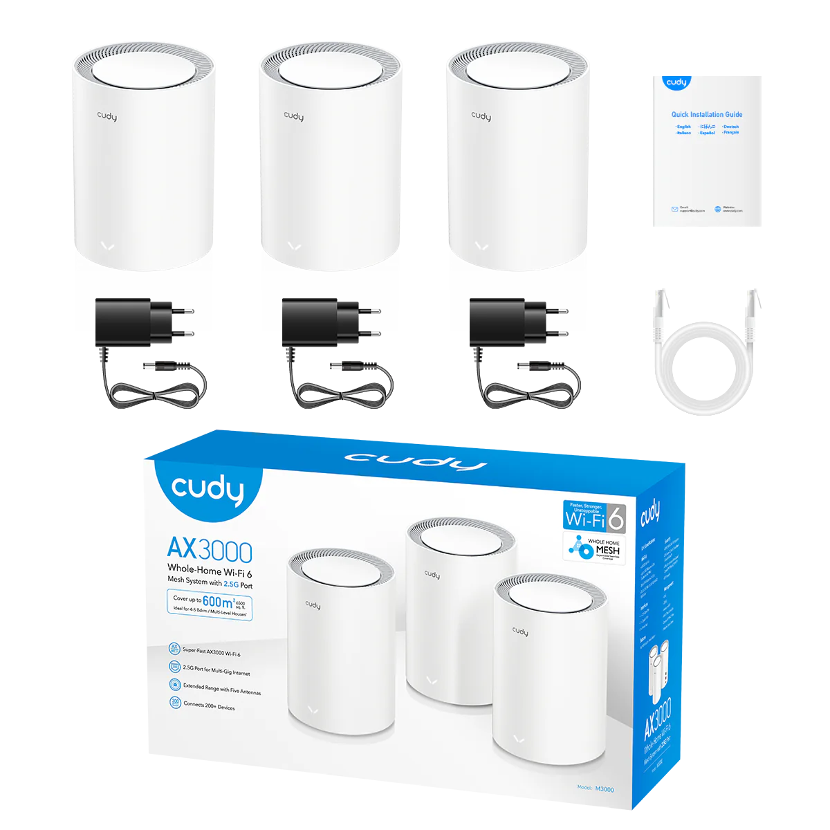 AX3000 2.5G Mesh Wi-Fi 6 System White 3-Pack | M3000